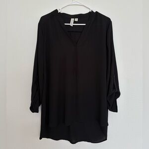 Tacera Womens Elegant Black Longsleeve Vneck Top Size XL
